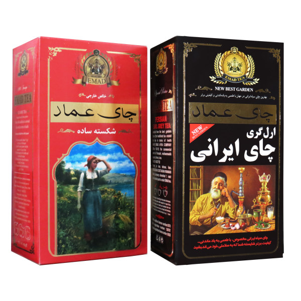قیمت چای ایرانی عطری عماد - 400 گرم به همراه چای خارجی ساده عماد - 450 گرم