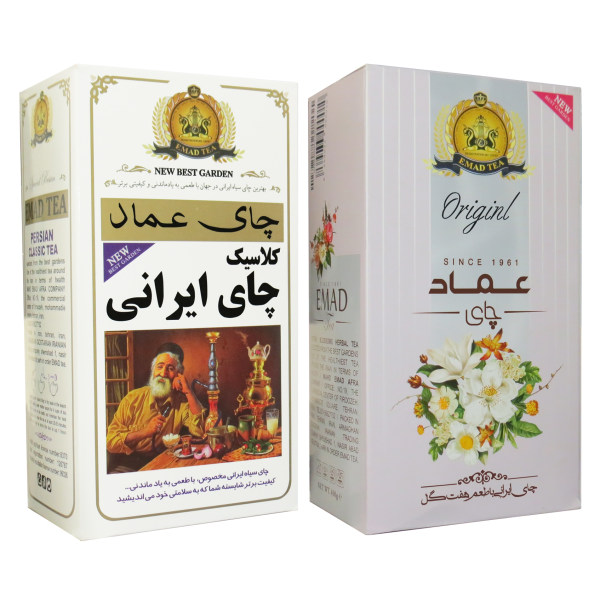 خرید چای ایرانی ساده عماد - 400 گرم به همراه چای هفت گل ایرانی عماد - 400 گرم