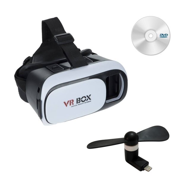قیمت هدست واقعیت مجازی وی آر باکس مدل VR Box به همراه DVD نرم افزار و پنکه همراه لایتنینگ