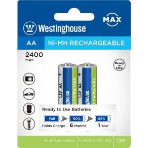 خرید باتری قابل شارژ قلمی وستینگ هاوس مدل Ni-MH Rechargeable بسته‌ی 2 عددی