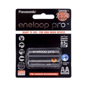 خرید باتری قلمی قابل شارژ پاناسونیک مدل Eneloop Pro BK-3HCDE بسته 2 عددی
